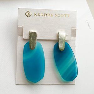 KENDRA SCOTT Aragon gold teal agate drop earrings